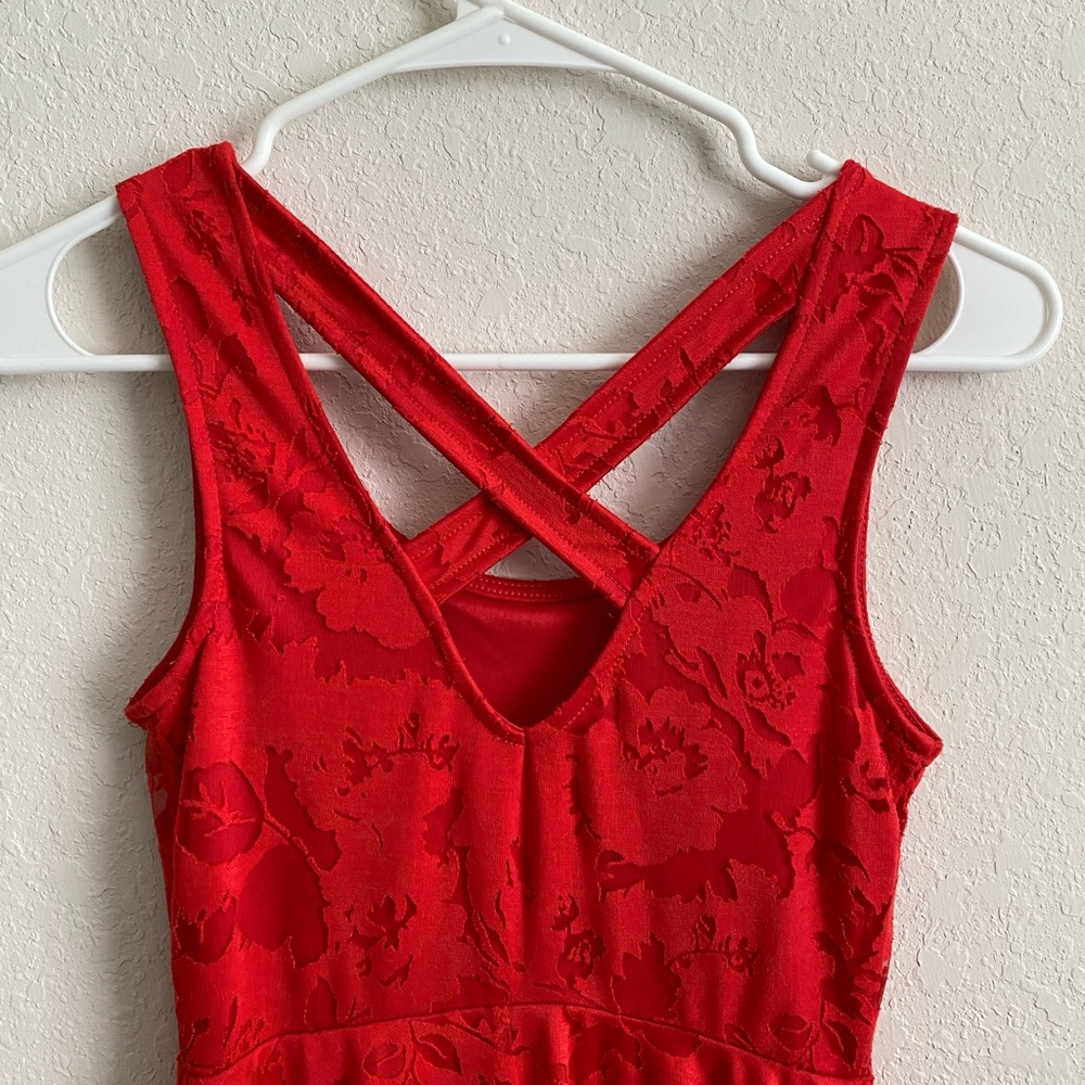 Candies Juniors Red Lacey Dress.  Sz.  XS. Fully Lined. - Picture 4 of 15